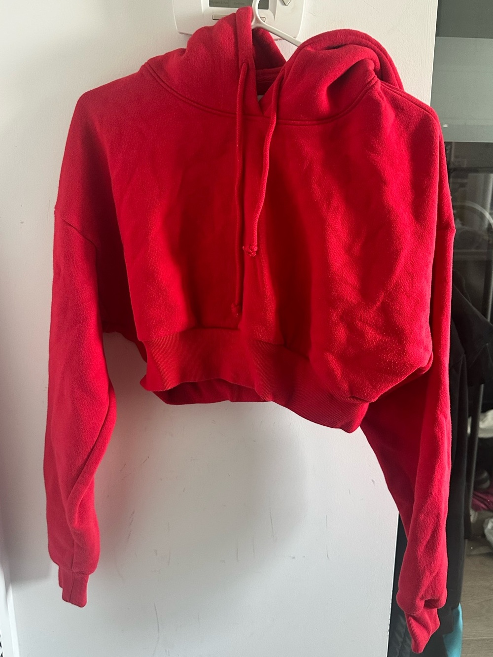 TNA Red Cropped Hoodie Sweatshirt
